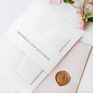 Simple Black and White Modern Calligraphy Wedding Invitation Belly Band