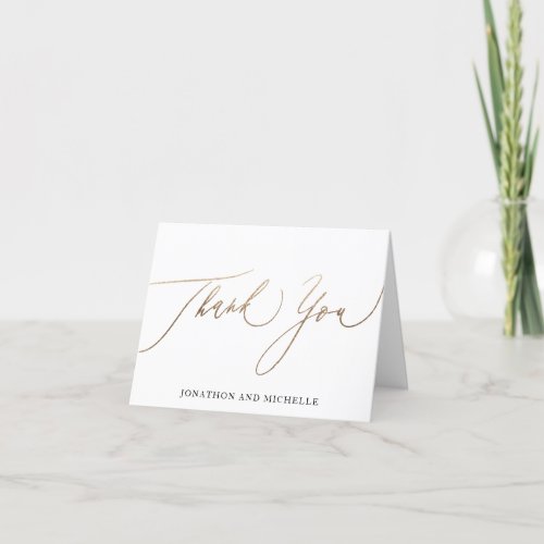 Simple Black and White Modern Calligraphy wedding Thank You Card