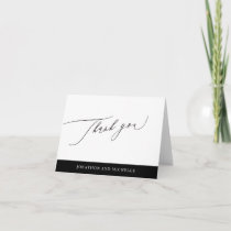 Simple Black and White Modern Calligraphy wedding Thank You Card