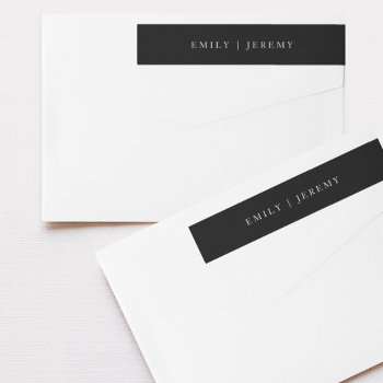 Simple Black And White Modern Calligraphy Wedding Wrap Around Label by PhrosneRasDesign at Zazzle