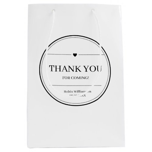 Simple Black and White Modern Minimal Thank You  Medium Gift Bag