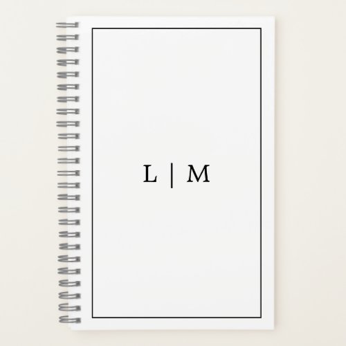 Simple Black and White Monogram Business Notebook