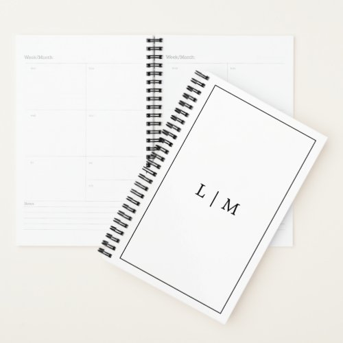Simple Black and White Monogram Business Planner