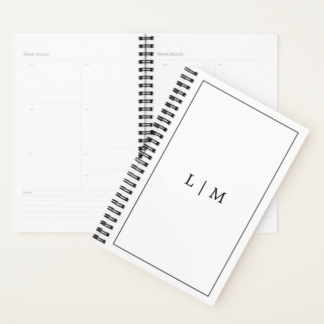 Simple Black and White Monogram Business Planner (Display)