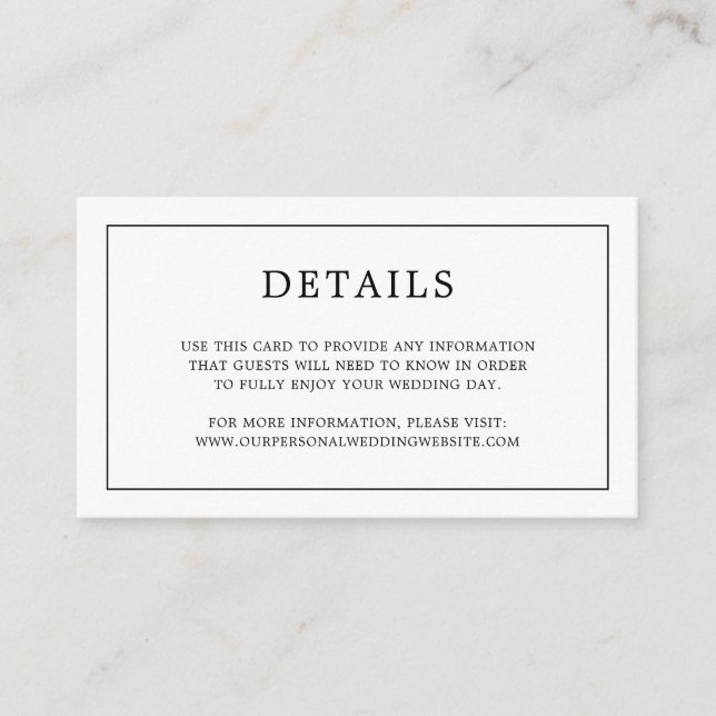 Simple Black and White Monogram Elegant Wedding Enclosure Card (Front)