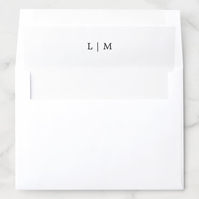 Simple Black and White Monogram Elegant Wedding Envelope Liner (In Envelope)