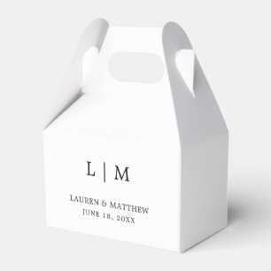 Simple Black and White Monogram Elegant Wedding Favor Boxes