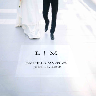 Simple Black and White Monogram Elegant Wedding Floor Decals