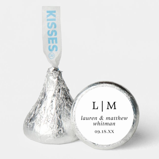 Simple Black and White Monogram Elegant Wedding Hershey®'s Kisses® (Front)