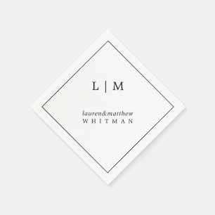 Simple Black and White Monogram Elegant Wedding Napkins