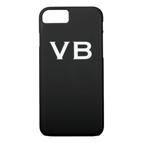 Simple Black and White Monogram Initials iPhone 87 Case