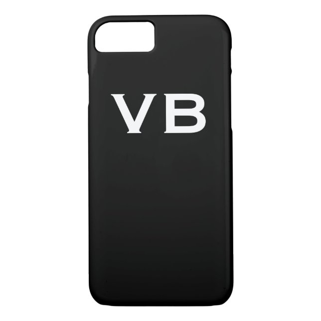 Simple Black and White Monogram Initials Case-Mate iPhone Case (Back)