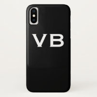 Simple Black and White Monogram Initials iPhone X Case