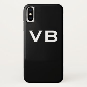 Simple Black And White Monogram Initials Iphone X Case by MaggieMart at Zazzle
