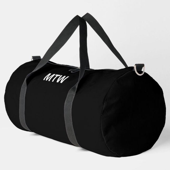 Simple Black and White Monogram Initials Template Duffle Bag (Left Corner)