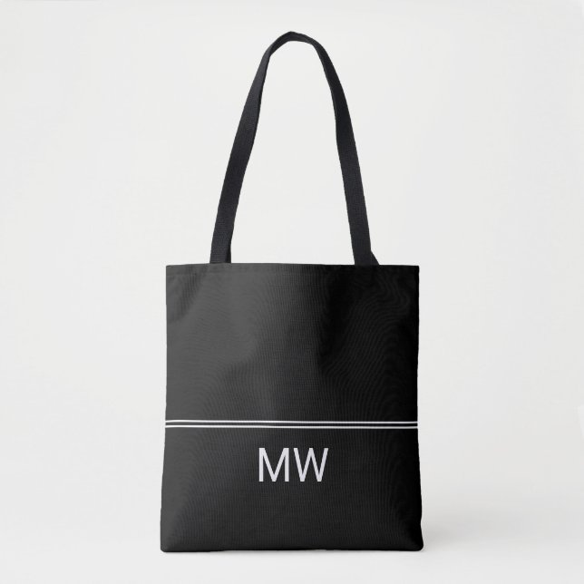 Simple Black and White Monogram Initials Template Tote Bag (Front)