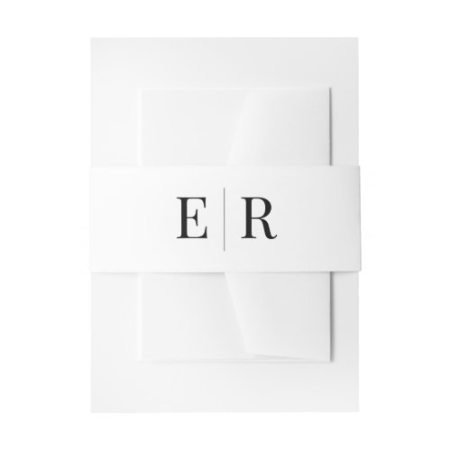 Simple Black and White Monogram Invitation Belly Band