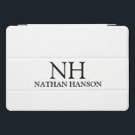 Simple Black and White Monogram Modern<br><div class="desc">Modern ipad cover featuring a simple and minimal black and white design with your monogram in a bold font along with your name.</div>