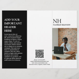 Simple Black and White Monogram Modern Brochure Flyer