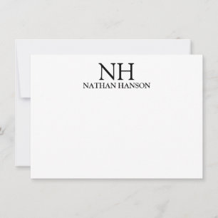 Simple Black and White Monogram Modern Note Card