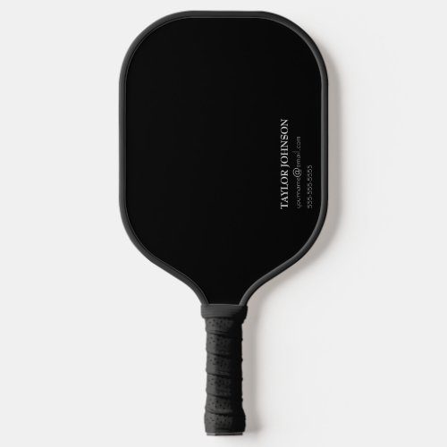 Simple Black and White Monogram Name  Contact Pickleball Paddle