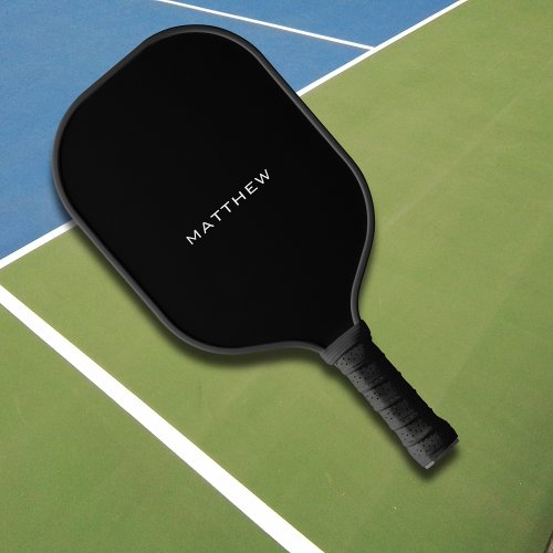 Simple Black and White Monogram Pickleball Paddle