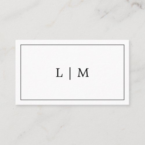 Simple Black and White Monogram Professional Business Card