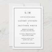 Simple Black and White Monogram Spanish Wedding Invitation | Zazzle