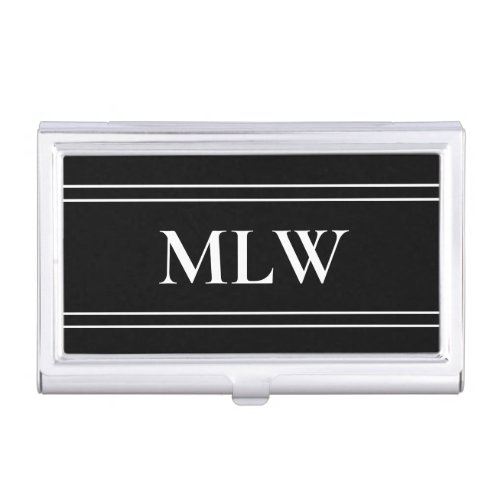 Simple Black and White Monogram Template Business Card Case