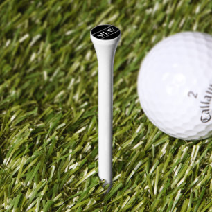 Simple Black and White Monogram Template Golf Tees