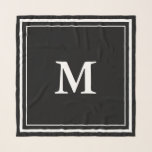 Simple Black and White Monogram Template Scarf<br><div class="desc">A black scarf has a white monogram in the center. You can change the letter to show the correct initial. Two white squares make up the scarf's border.</div>