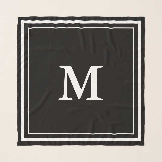 Simple Black and White Monogram Template Scarf (Front)