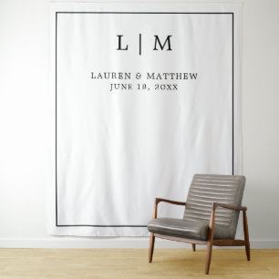 Simple Black and White Monogram Wedding Backdrop