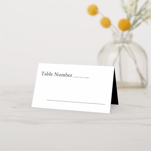 Simple Black and White Monogram Wedding Place Card