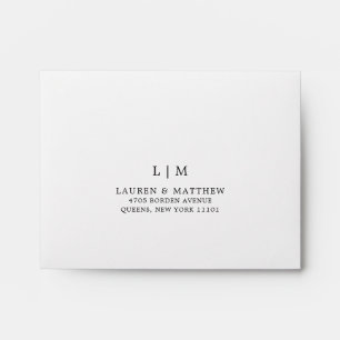 Simple Black and White Monogram Wedding RSVP Envelope