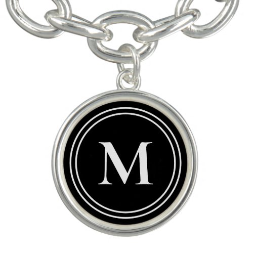 Simple Black and White Monogrammed Bracelet