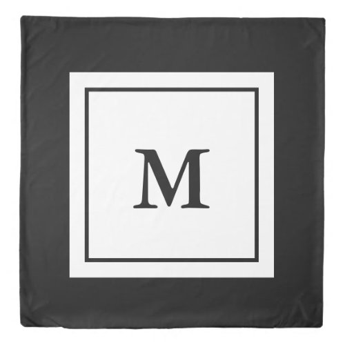 Simple Black and White Monogrammed Duvet Cover