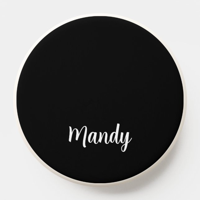 Simple Black and White Monogrammed Name PopSocket (Popsocket)