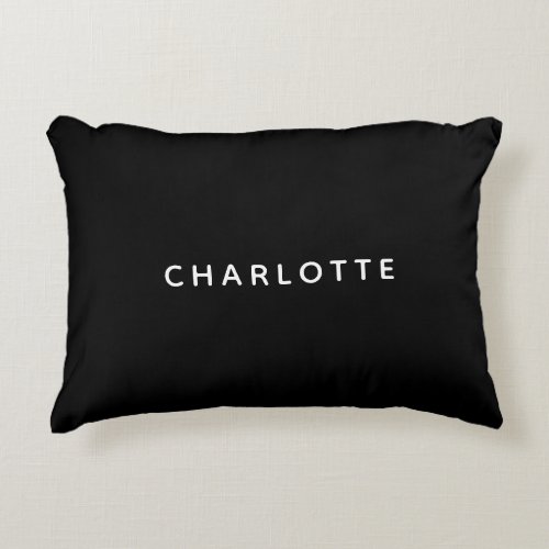 Simple Black and White Name Accent Pillow