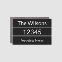 Simple Black and White Name Address Mailbox Magnet