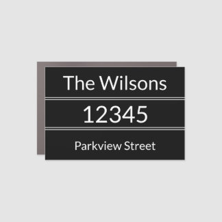 Simple Black and White Name Address Mailbox Magnet