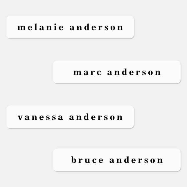 Simple Black and White Name Labels (Group)