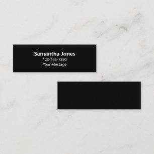 Simple Black and White Name Message Phone Number Mini Business Card