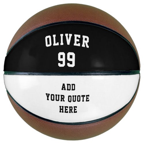 Simple Black and White Name Number Quote Basketball