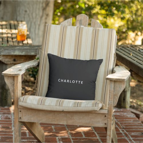 Simple Black and White Name Outdoor Pillow