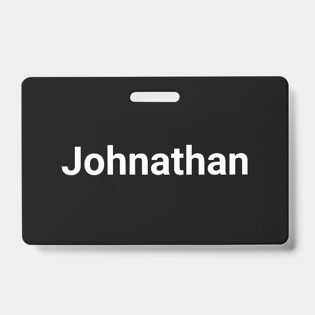Simple Black and White Name Template Badge (Front)