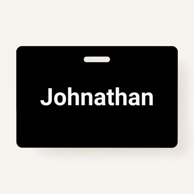 Simple Black and White Name Template Badge (Front)