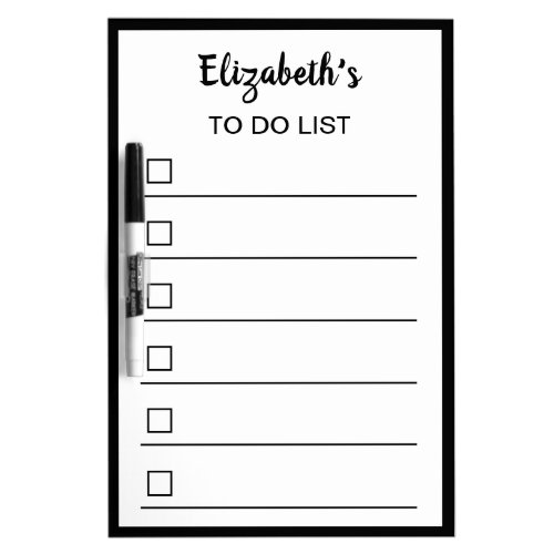 Simple Black and White Name Template To Do List Dr Dry Erase Board