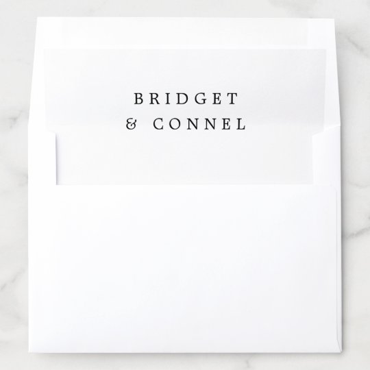 Simple Black and White Names Wedding Envelope Liner | Zazzle.com