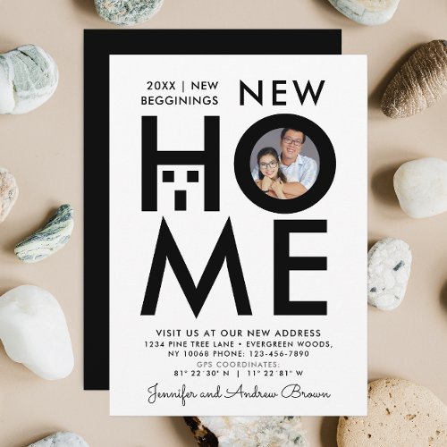 Simple Black And White New Home Photo Announcement